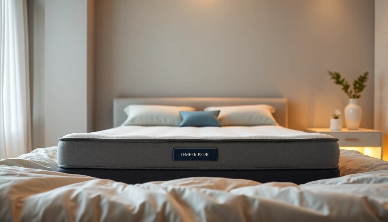 Experience the comfort of a temper pedic mattress in a beautifully styled bedroom.