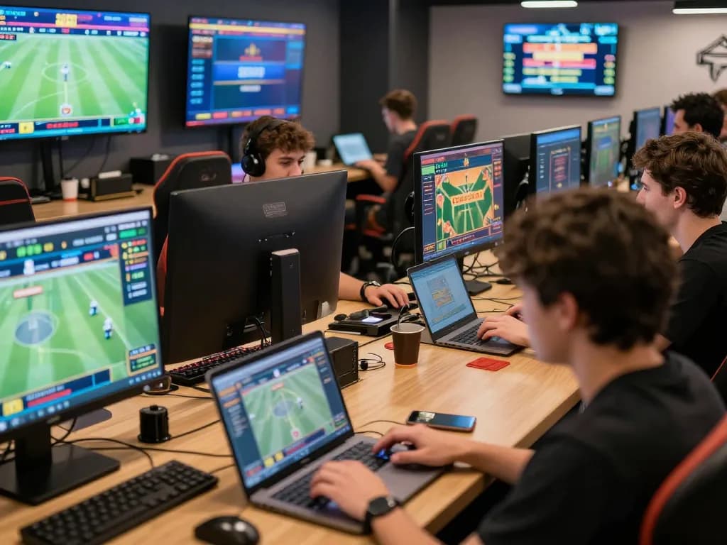 Players enjoying immersive gaming experiences at 78win.com, surrounded by vibrant betting interfaces and a lively atmosphere.