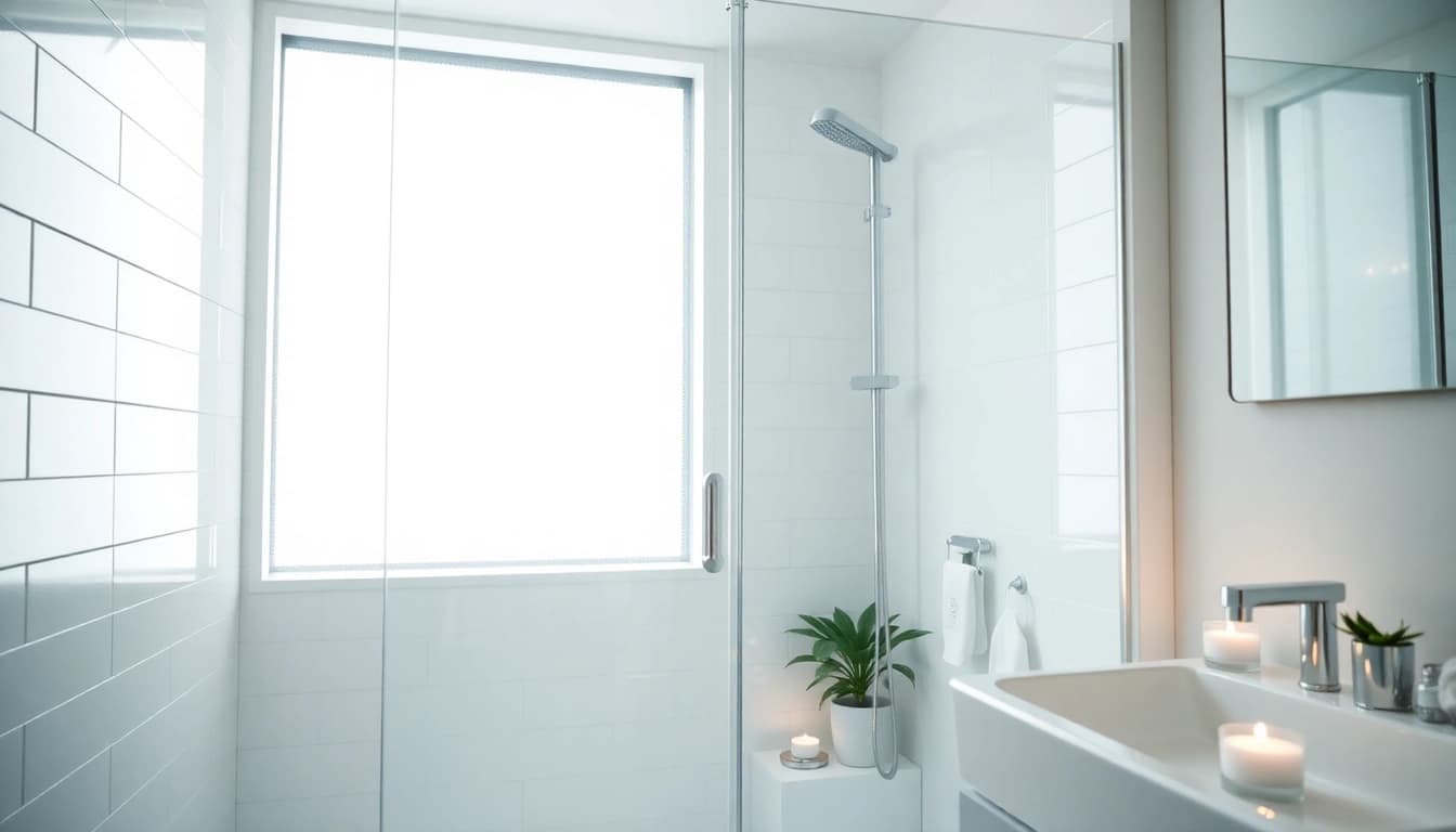Showcase of shower sliding doors in a modern bathroom highlighting sleek design and smooth operation.
