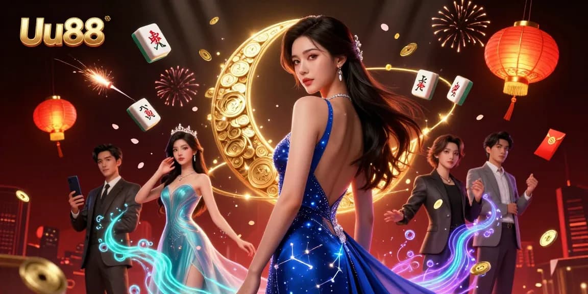 Uu88 showcases a dynamic casino scene with vivid elements, highlighting game excitement and elegance.