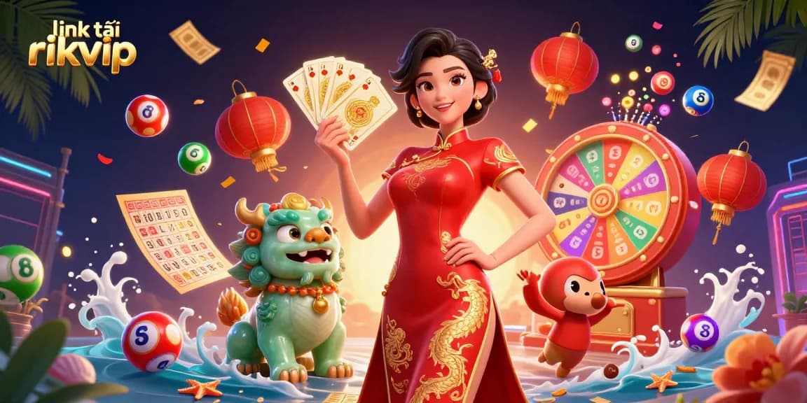 Experience the excitement with link tải rikvip as you immerse in vibrant casino elements and traditional art.