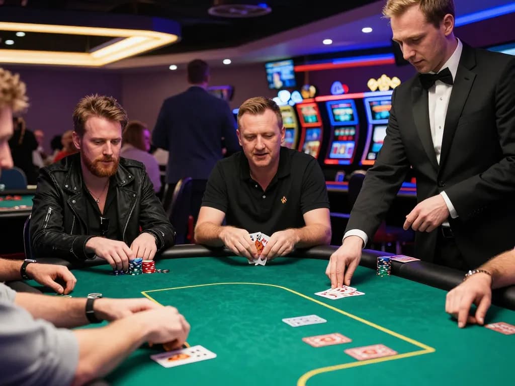 Engaged players enjoying an intense game of poker at 789WIN casino.