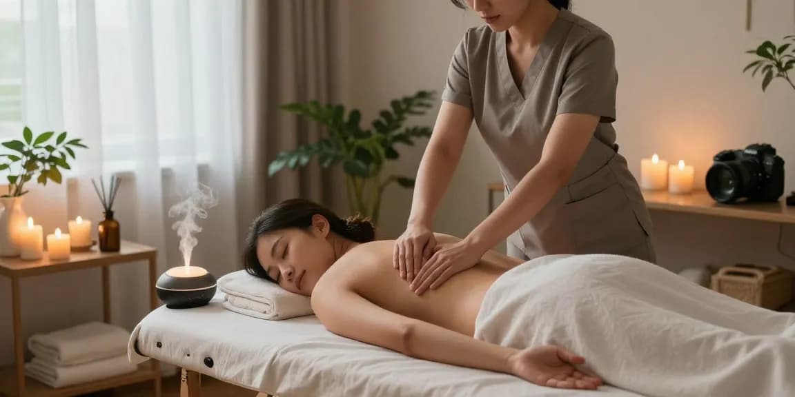Relaxing 상봉동출장마사지 session showcasing a tranquil home environment with soothing ambiance and professional touch.