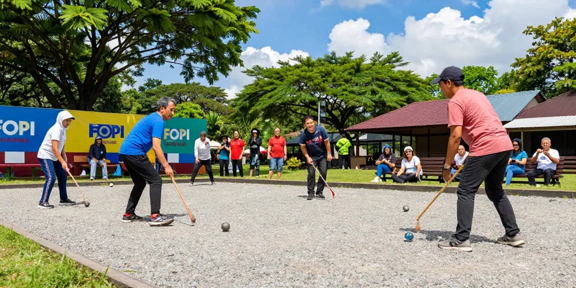 The lively petanque match at FOPI Kota Pontianak showcasing community engagement and sport.