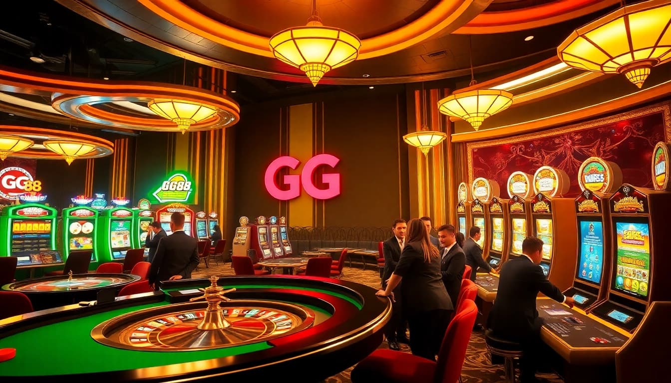 Exciting casino action at GG 88 with vibrant tables and slot machines.