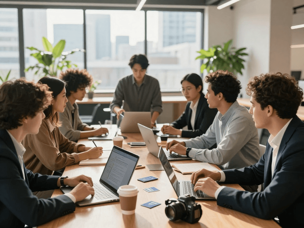 Increase online visibility through professional networking in a vibrant workspace