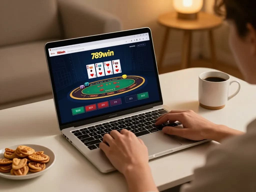Engaging in online casino action on the 789win platform with live dealer blackjack setup