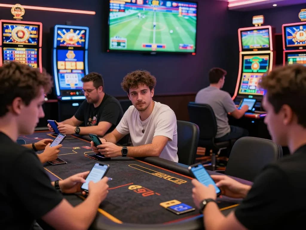 Exciting uu88 online gambling scene with players engaging in sports betting and casino games.