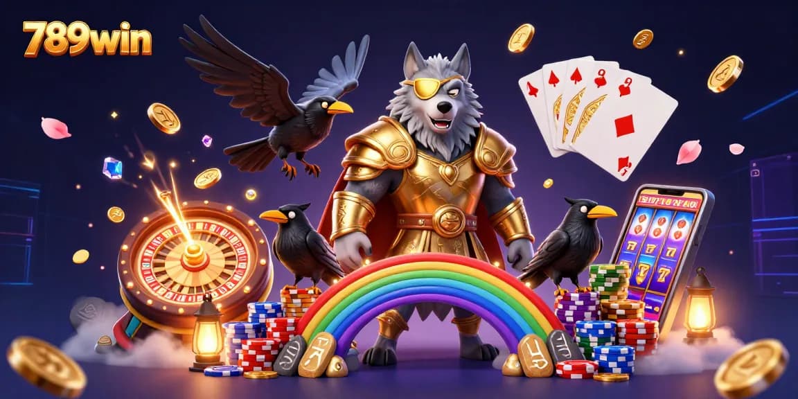 Immerse in the thrilling world of 789win with Odin, cascading golden coins, and a vibrant casino scene.