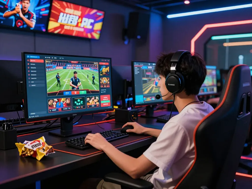 Engaged user at the 33WIN online gaming platform, enjoying sports betting and casino games in an energetic digital setting.
