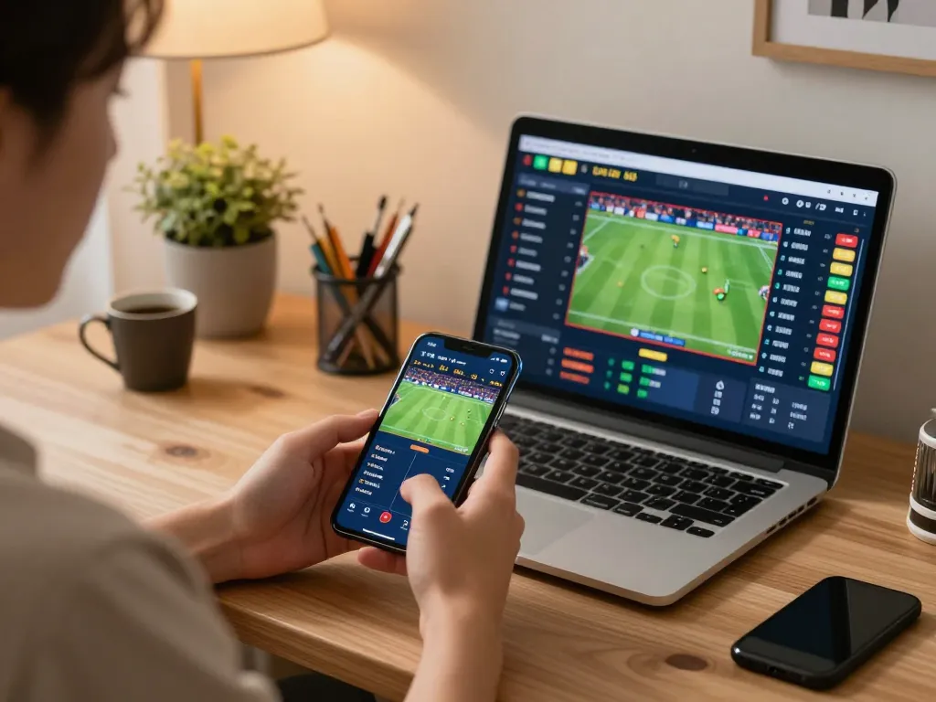 Placing a bet through https://lu88live.com/ on an engaging sports event using a smartphone.