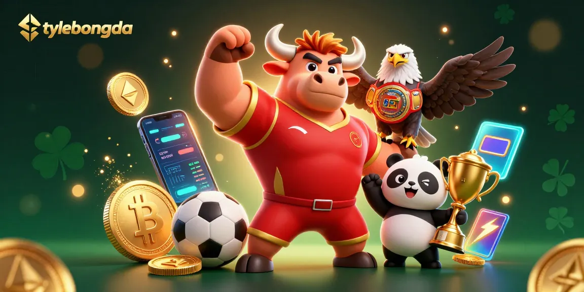 Engage in thrilling sports betting with tylebongda, featuring a powerful bull mascot and dynamic gaming elements.