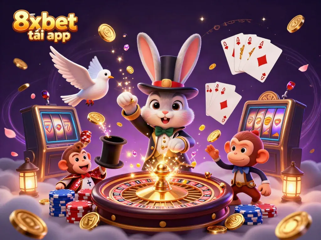 Experience thrilling casino fun with 8xbet tải app's animated characters and vibrant gameplay elements.
