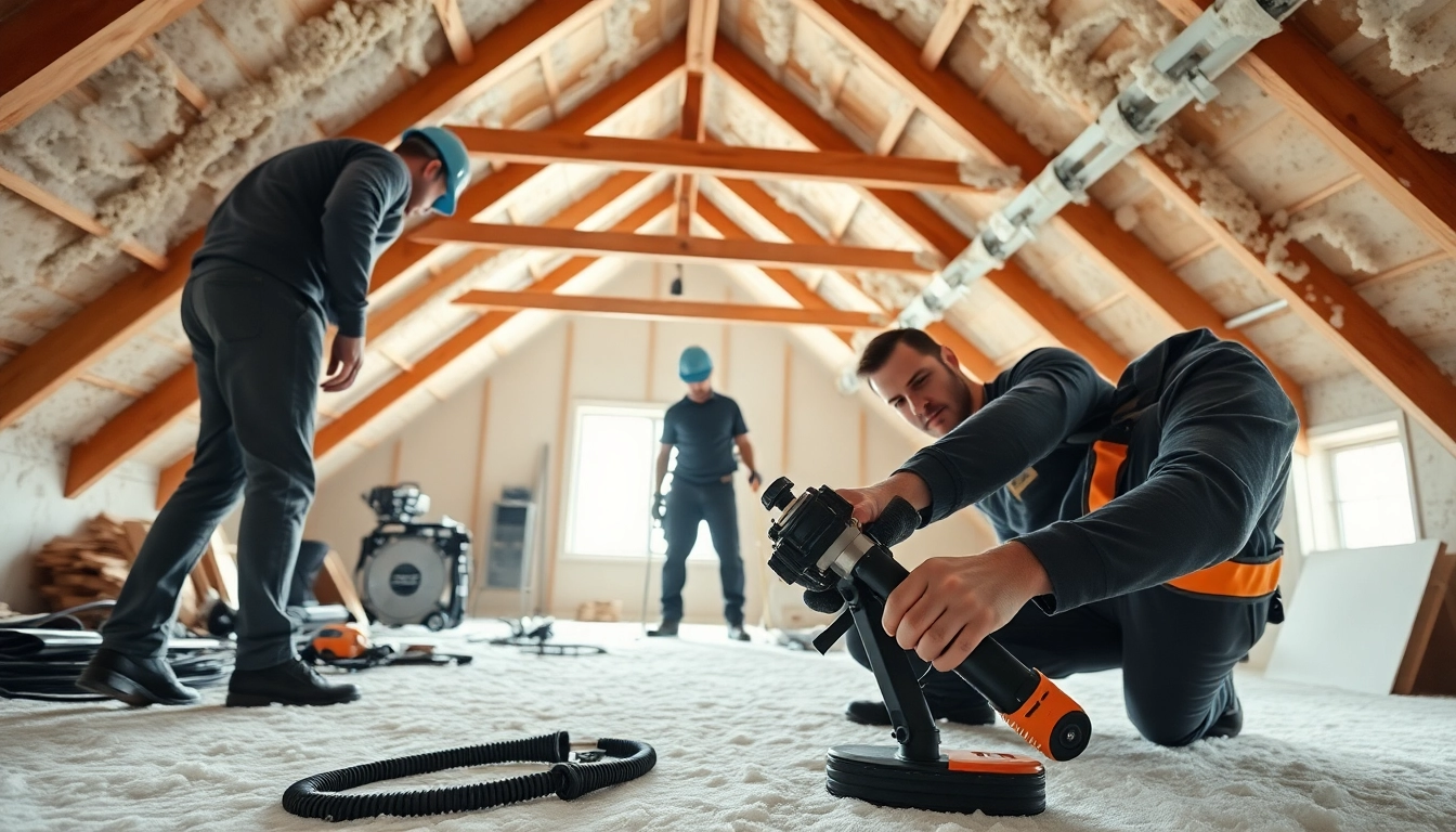 Efficient spray foam loft removal performed by professionals in an attic environment.