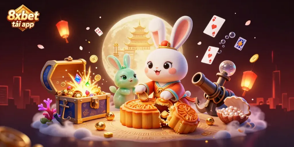 Experience the excitement of gaming with 8xbet tải app featuring a captivating moon rabbit scene.