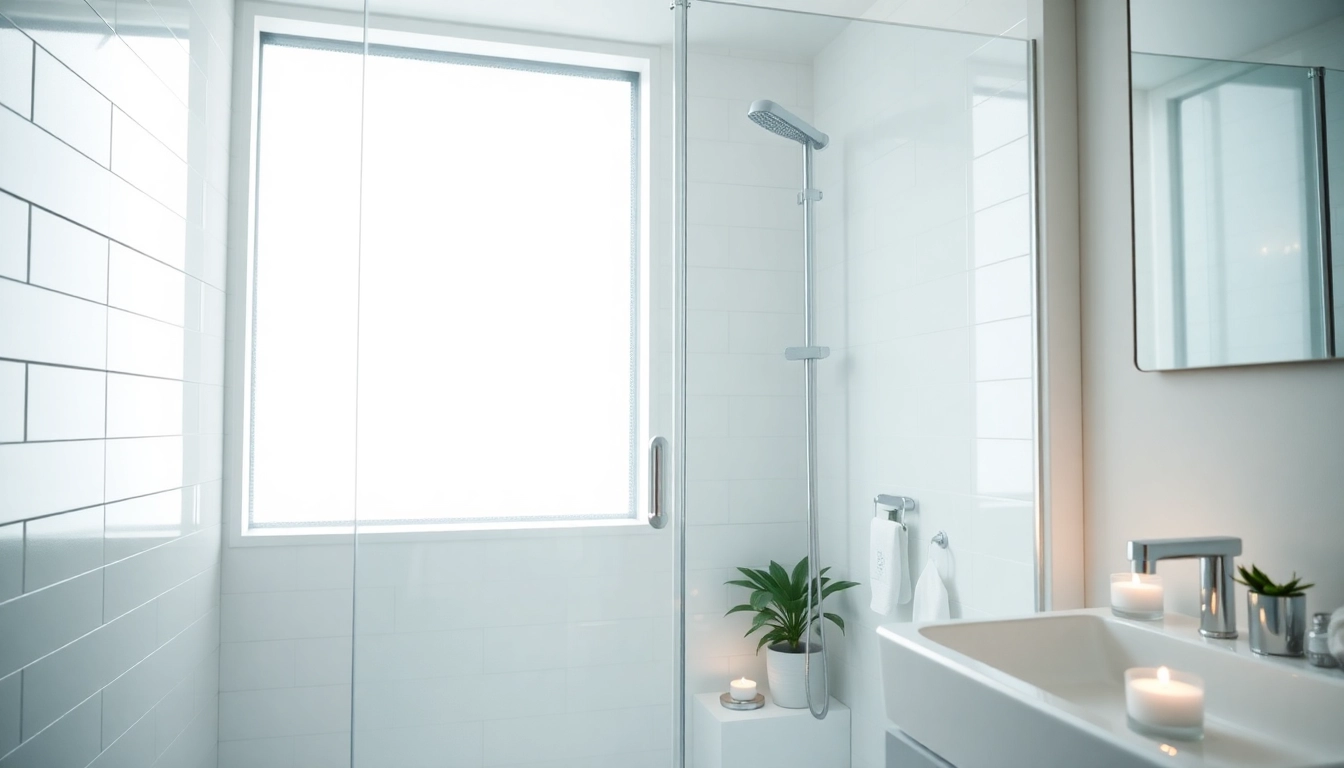 Showcase of shower sliding doors in a modern bathroom highlighting sleek design and smooth operation.