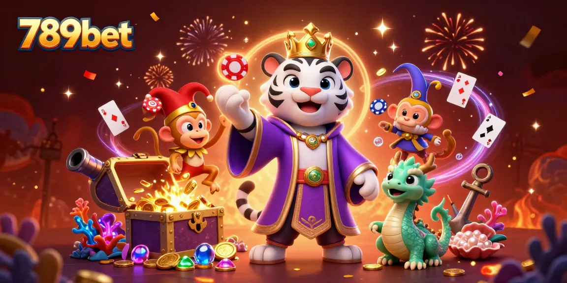 Chơi cùng 789bet với hổ trắng và khỉ vàng tỏa sáng trong thế giới game đầy màu sắc.