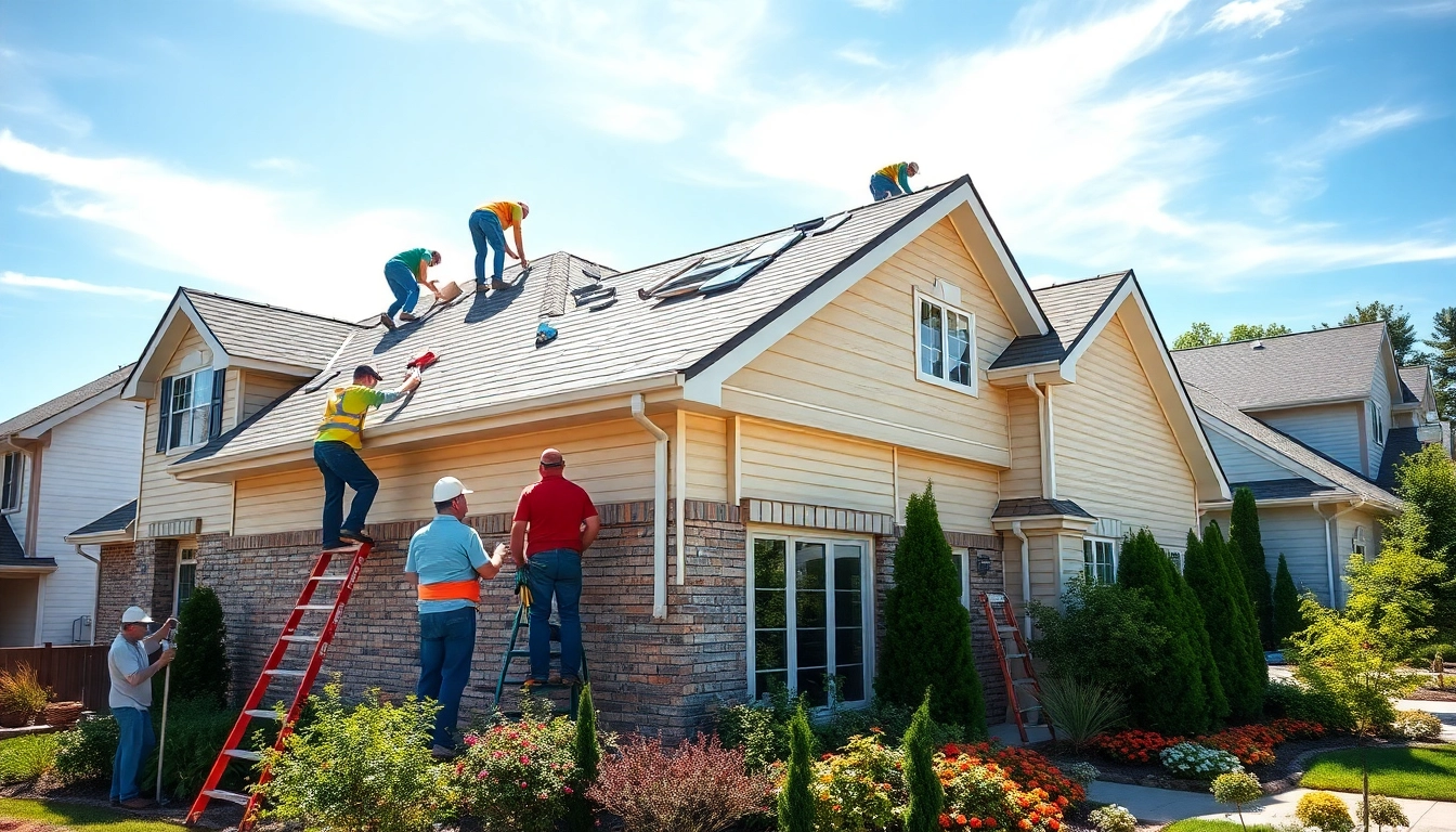 Skilled roofing team at work in South Jersey, showcasing community craftsmanship.