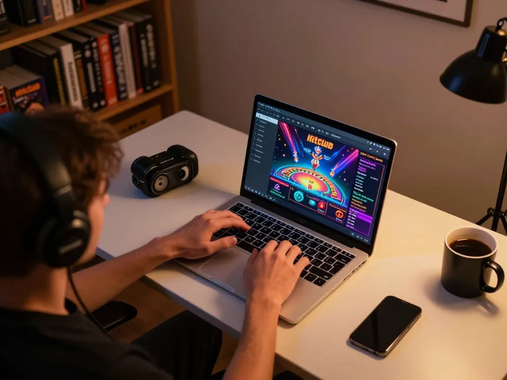 Playing games on Hitclub's engaging interface from a modern gaming setup