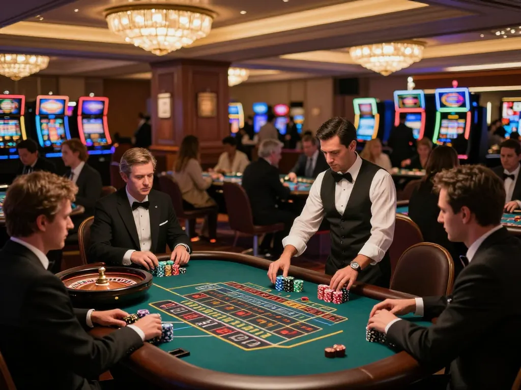 Players enjoying roulette at a vibrant casino floor, showcasing SC88's thrilling gambling atmosphere