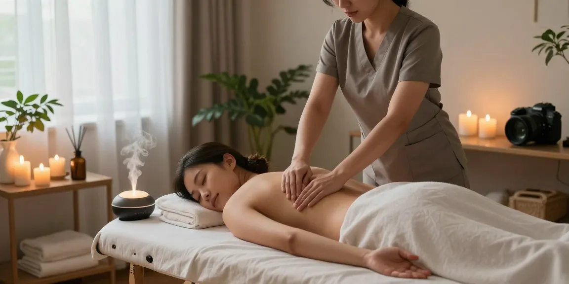 Relaxing 상봉동출장마사지 session showcasing a tranquil home environment with soothing ambiance and professional touch.