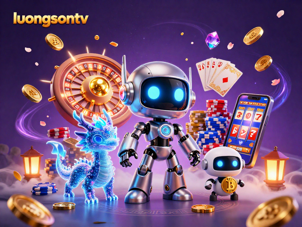 Bet on excitement with luongsontv, featuring a vibrant 3D casino scene with gaming elements.