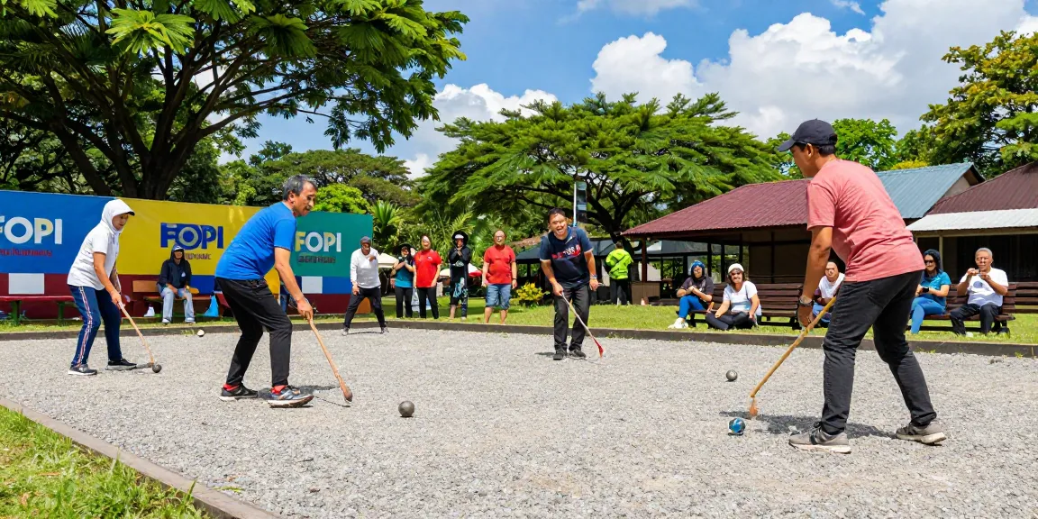 The lively petanque match at FOPI Kota Pontianak showcasing community engagement and sport.