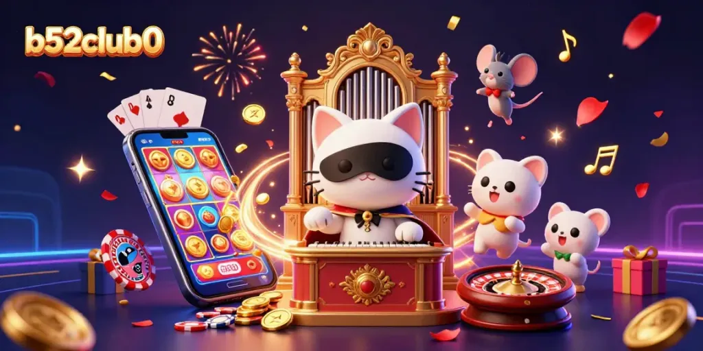 Join the fun at b52club0 with vibrant 3D casino scenes illustrating classic games and excitement.