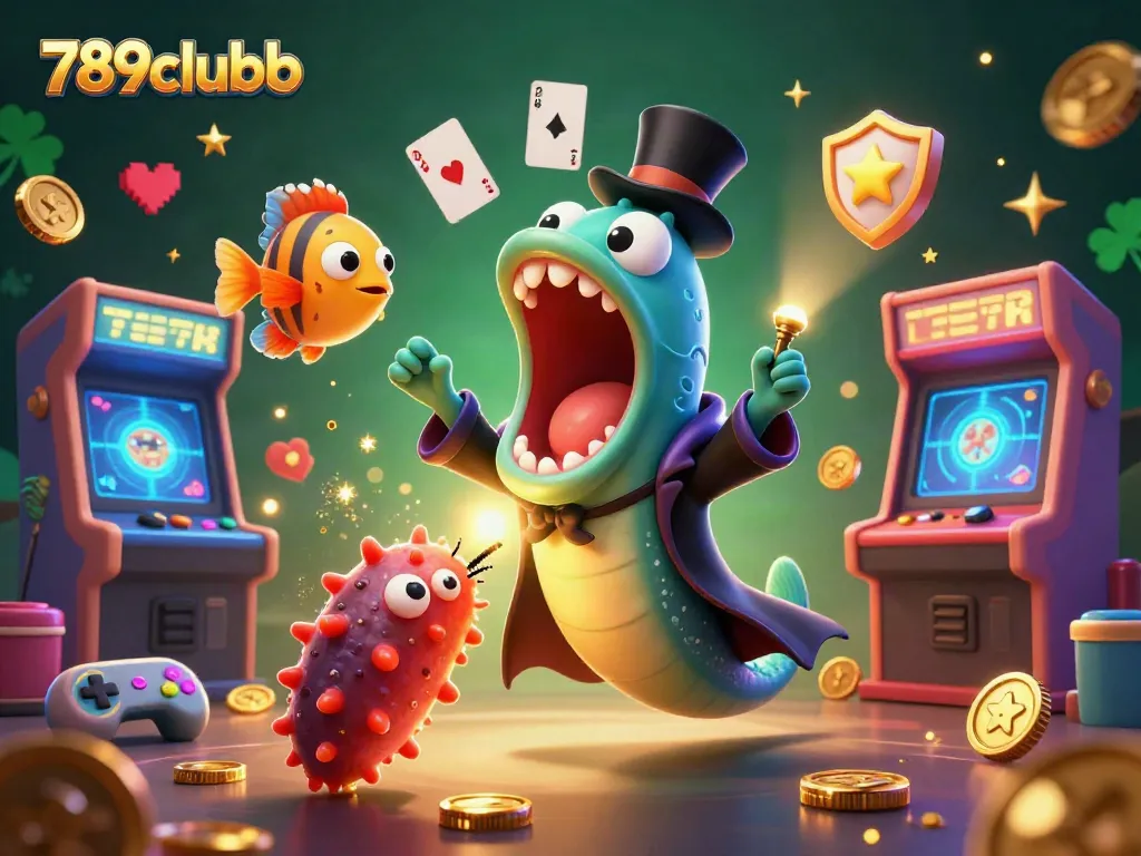 Engage with 789clubb through vibrant casino-themed 3D illustration featuring unique sea creatures in a magical act.