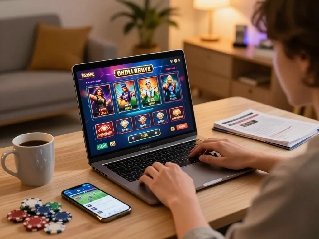 dacsandatphanrang engaging in online slots at home, showcasing strategic gameplay in a cozy setting