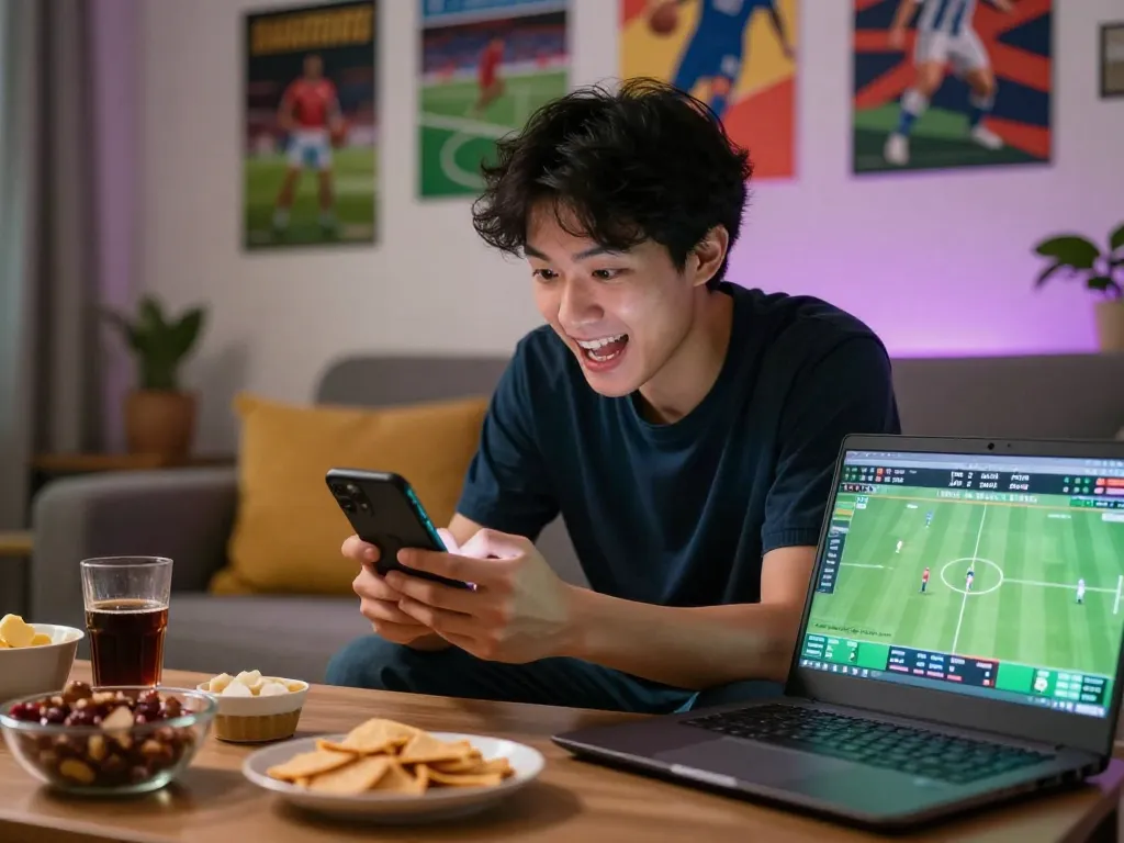 Kèo nhà cái 5 user places bets on sports betting app, capturing the excitement of the game.