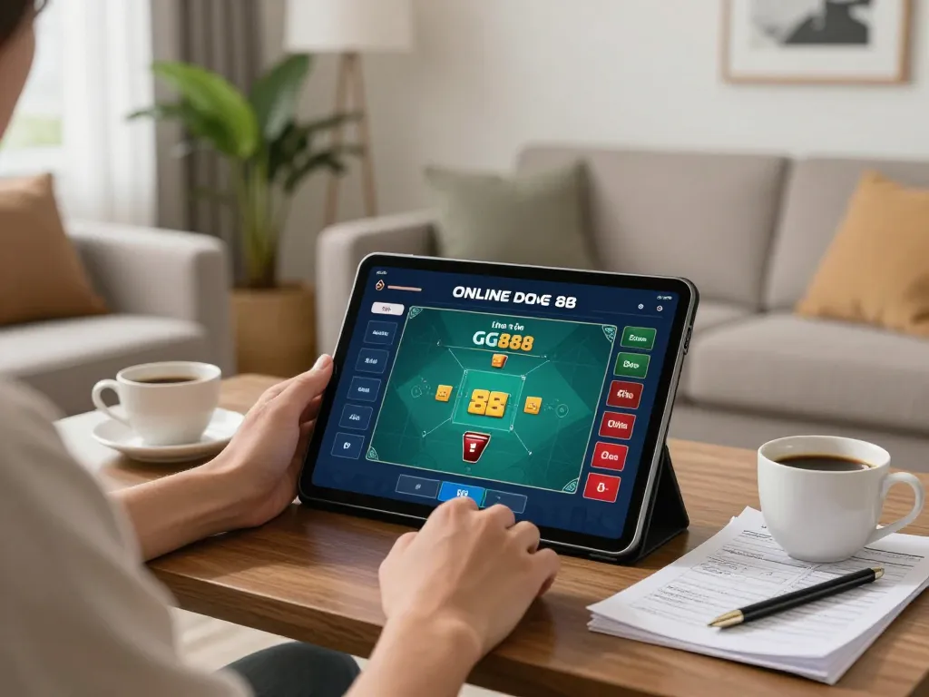 Player engaging in online poker gameplay on GG 88 from a cozy home setting.