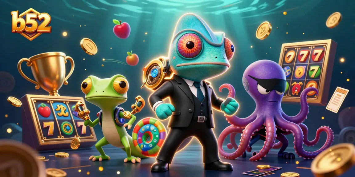 Spin the reels at b52 with a 3D cartoon chameleon secret agent and thrilling jackpot elements.