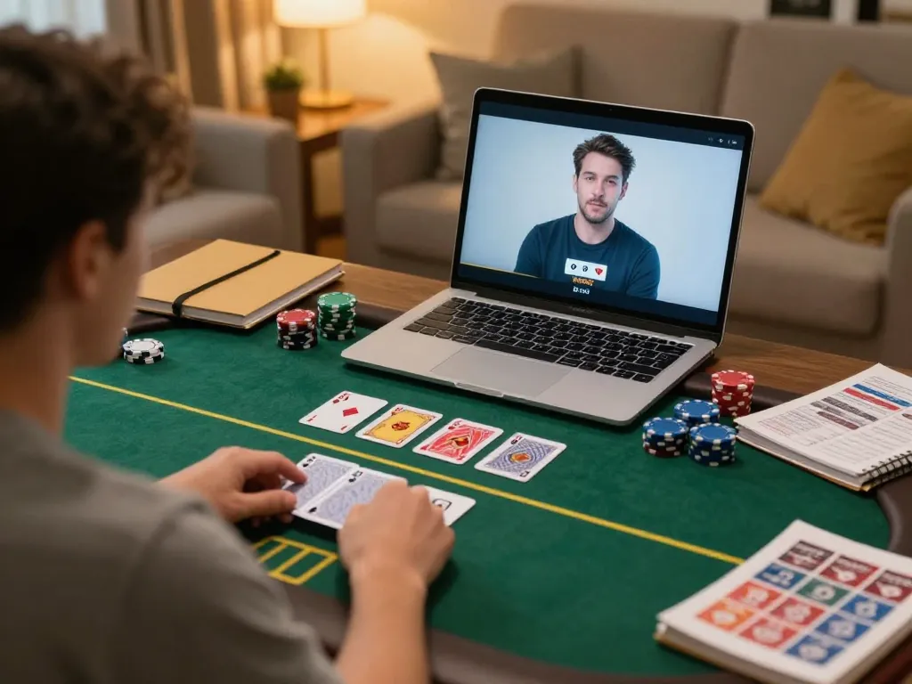 Nổ hũ online casino gameplay with engaged player, live dealer interaction, and betting analysis.