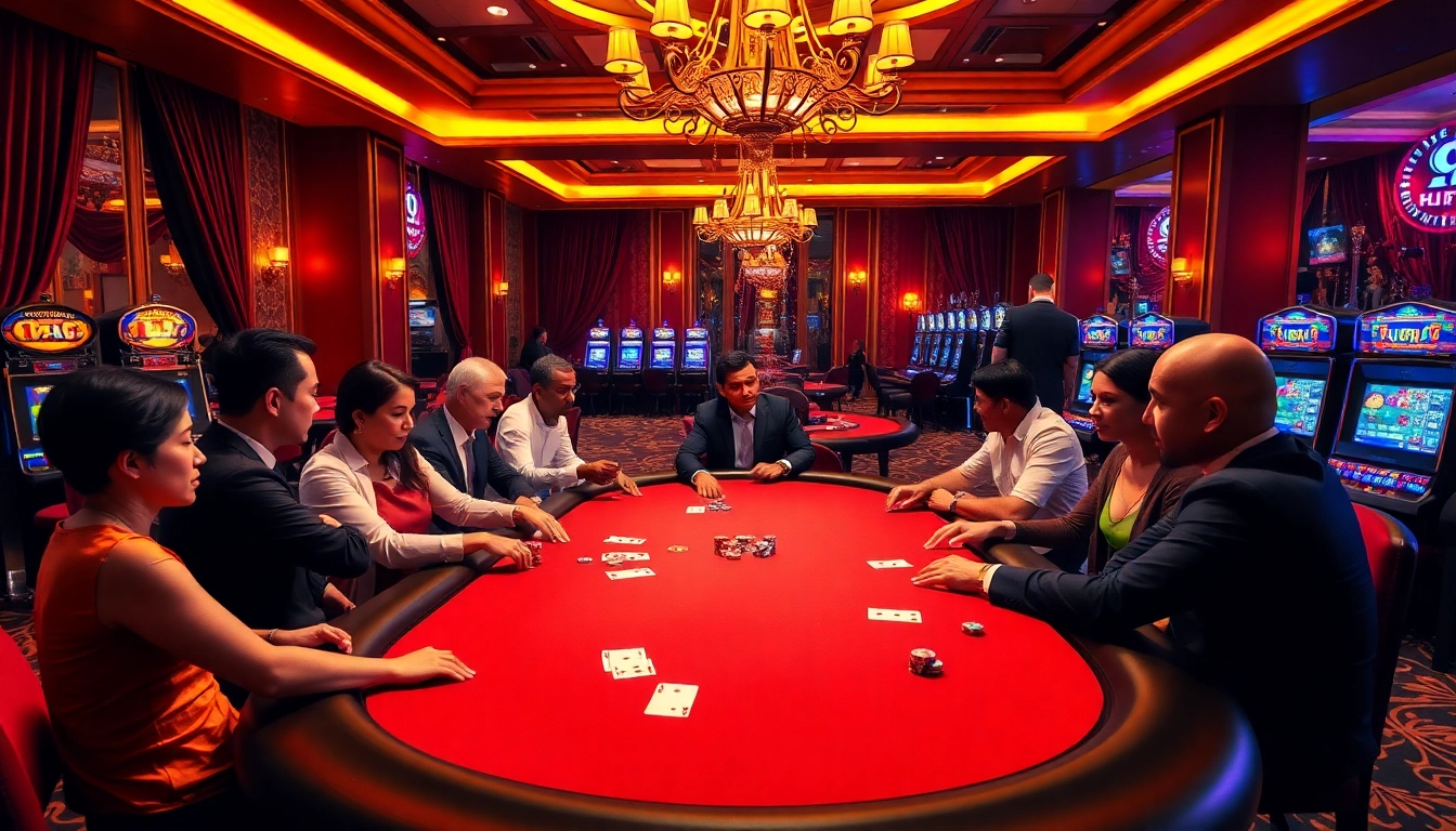 I9BET players enjoying a professional and exciting poker game experience at a luxurious casino table.