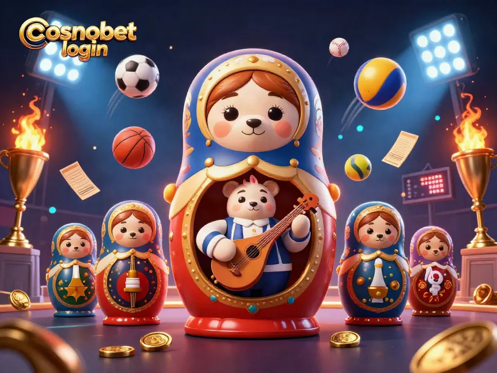 Engage with Cosmobet login through a vibrant 3D illustration featuring themed casino elements.