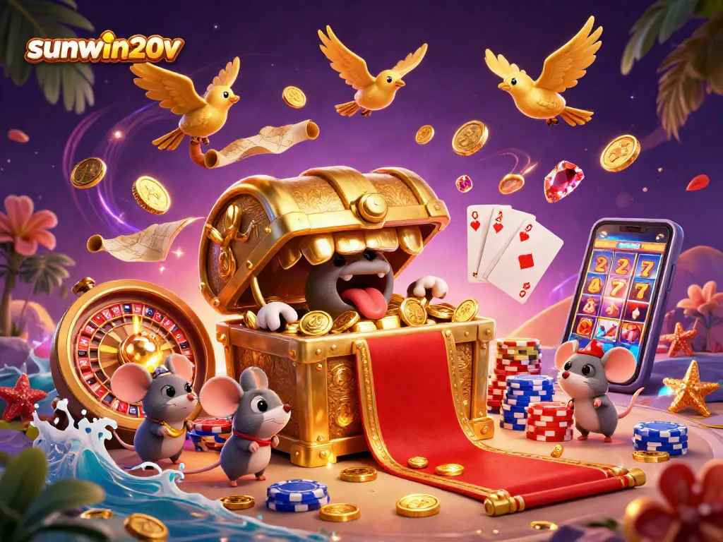 Experience the thrill of sunwin20v with dazzling gaming elements and golden treasure.