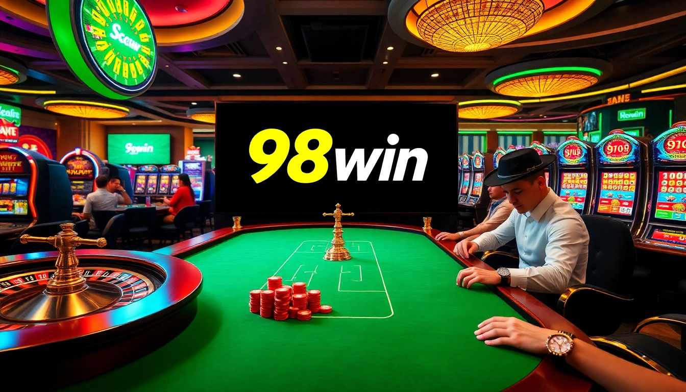 Experience the excitement of gambling at 98win with vibrant slot machines and lively poker action.