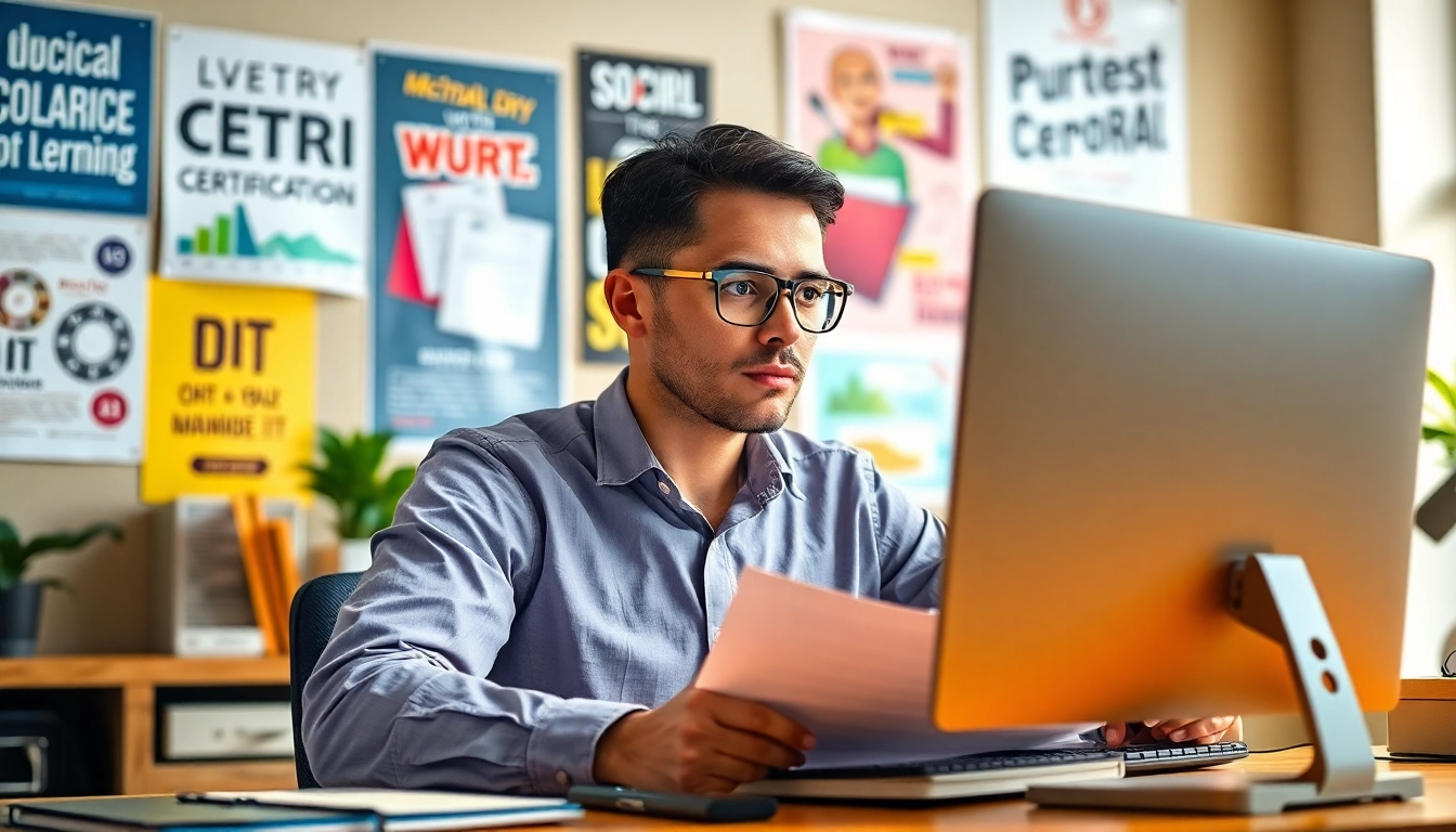 Achieve IT certifications without studying through efficient online methods in a vibrant workspace.