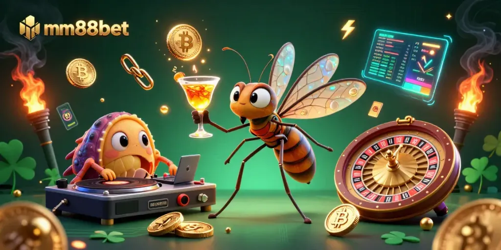 Experience thrilling gaming action with mm88bet in a vibrant, dynamic 3D casino scene.