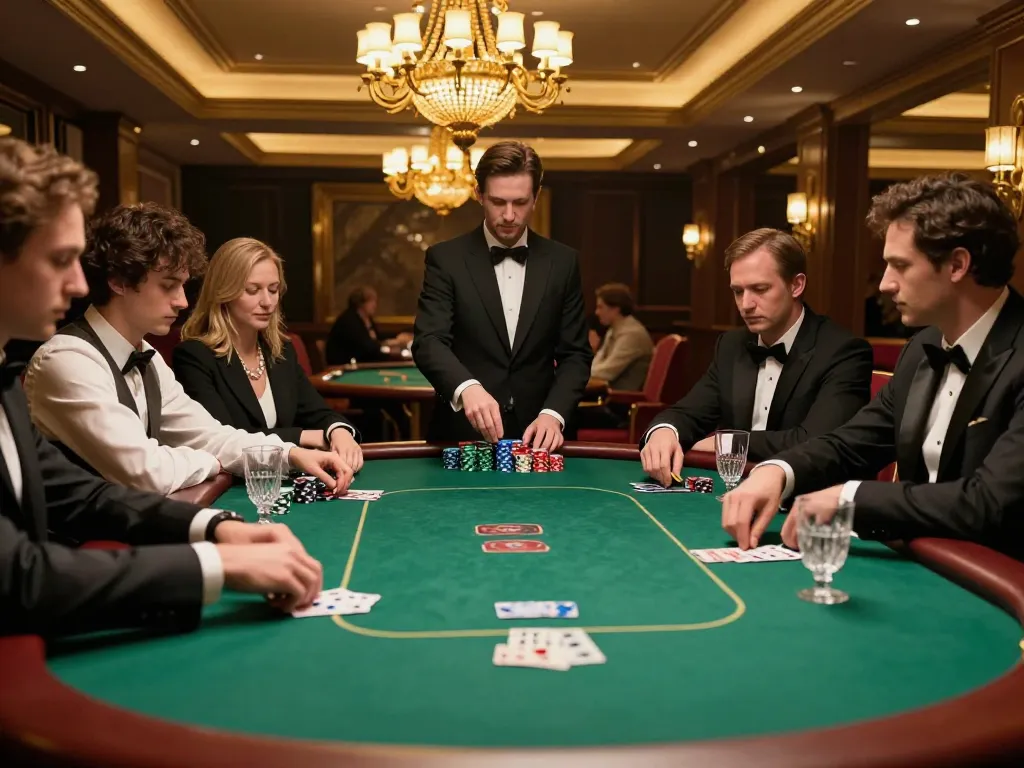 Cổng game 789Club hosting an upscale poker game with players focused on strategy and stakes