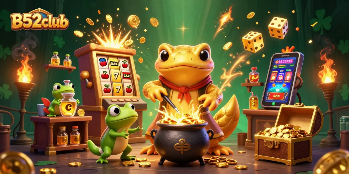 B52club spins up winning moments with a golden salamander alchemist in an energetic casino scene.