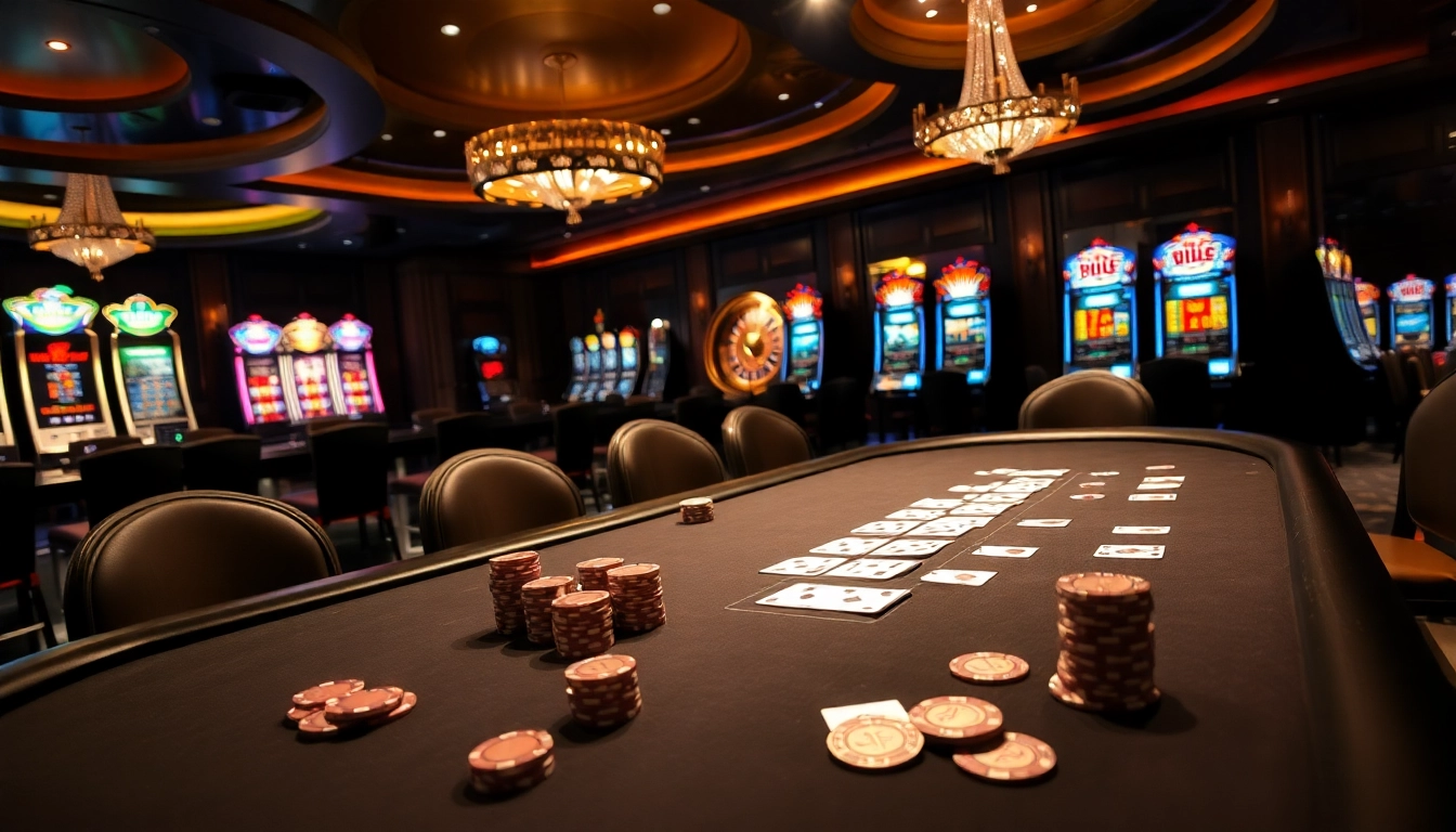 open88 casino scene with poker chips, roulette wheel, and slot machines