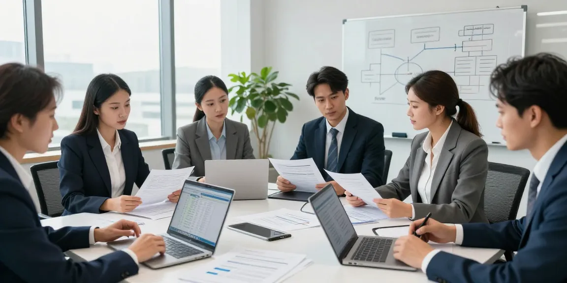 Professional auditors collaborating at aafikotabekasi.org in a modern office setting.
