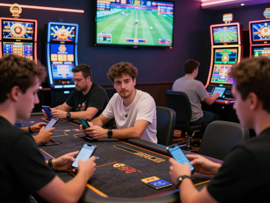 Exciting uu88 online gambling scene with players engaging in sports betting and casino games.