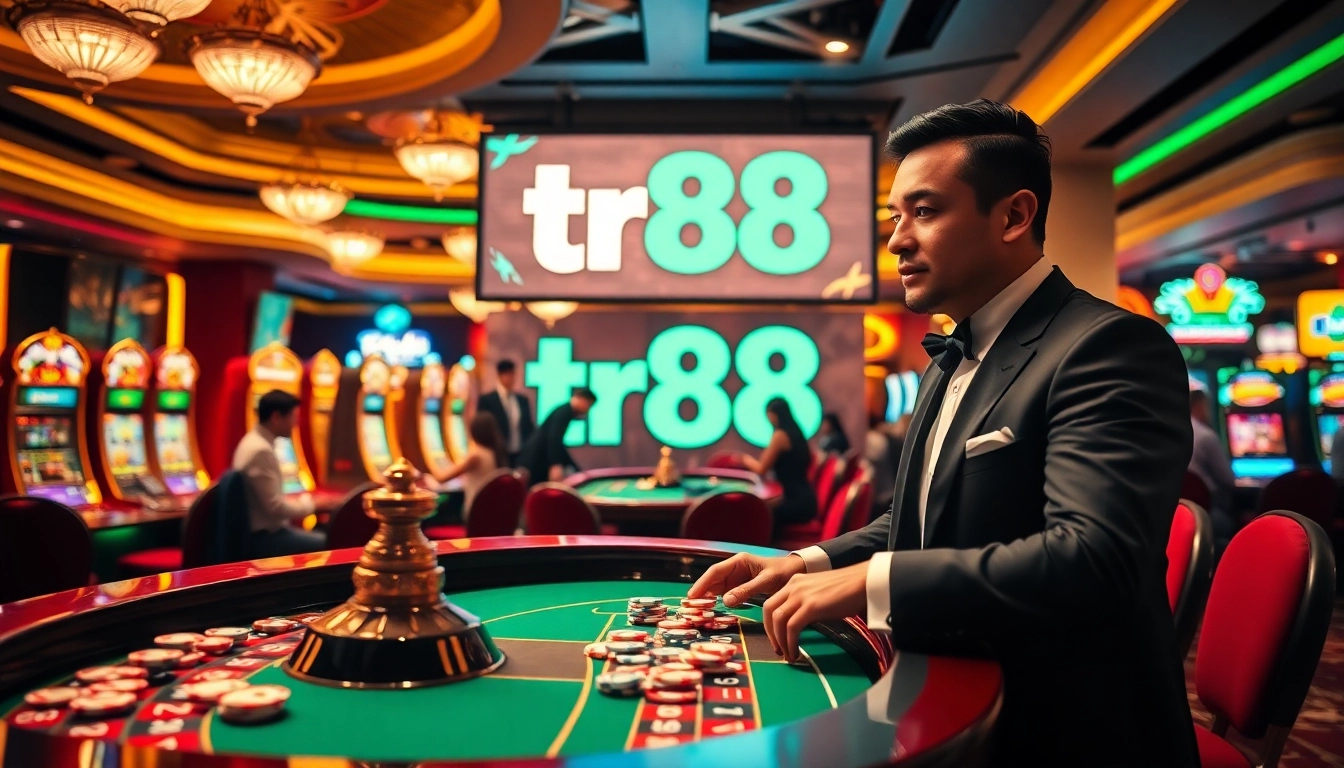 Players enjoying a thrilling game at TR88 Roulette table in a luxurious casino.