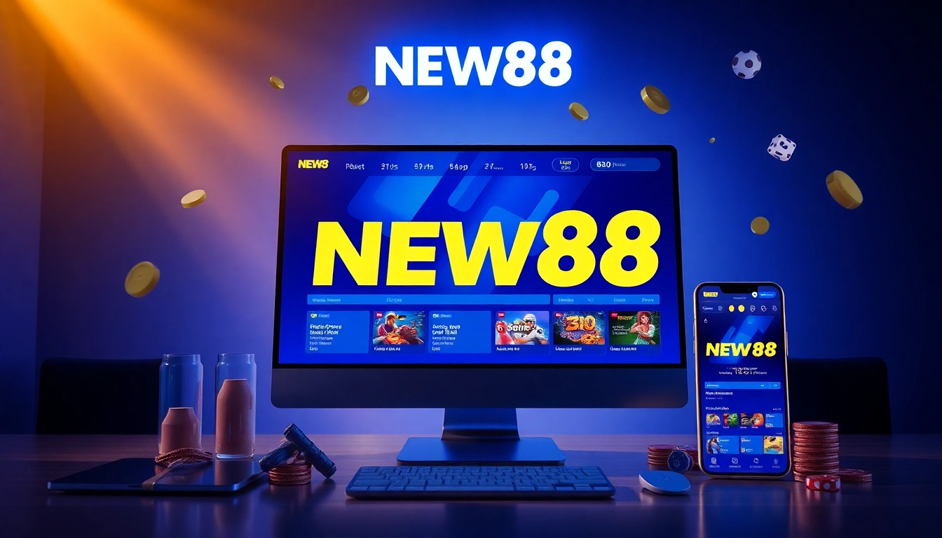 Captivating scene of new88go.com showcasing online betting interface with vibrant games and betting options.