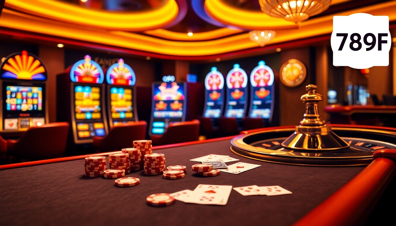Experience high-stakes gaming at 789F with vibrant slot machines and a luxurious casino ambiance.