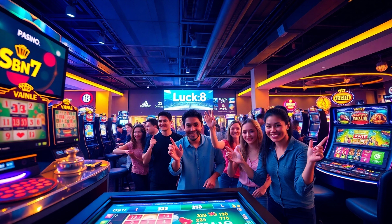 Engaging online gaming scene at luck8win.live showcasing diverse players in a vibrant casino atmosphere.