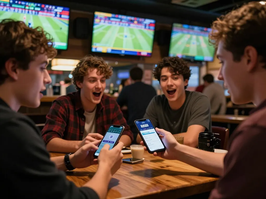 Engaged bettor using the RR88 thể thao app during a live sports event, excitement captured amidst screens showing key matches.